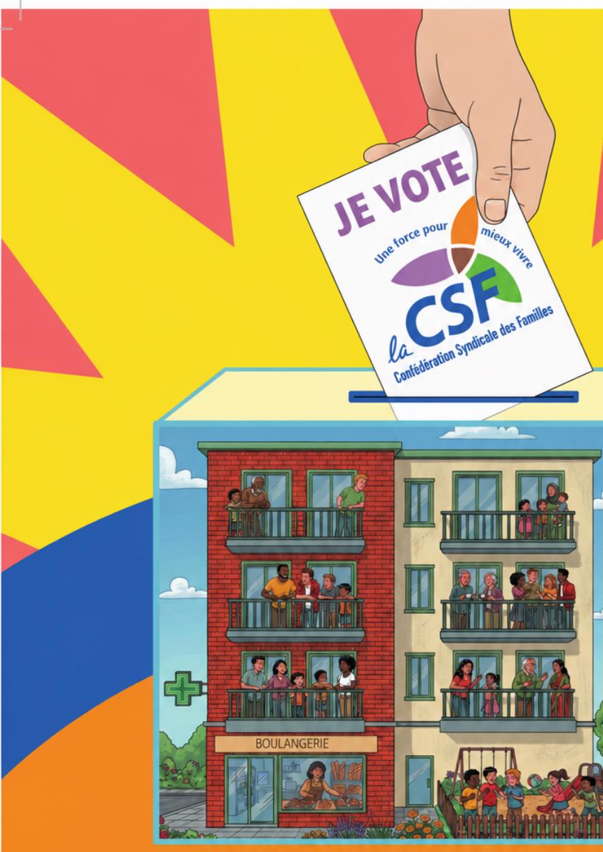 Affiche Élections HLM 2026 : Avec la CSF, agissons pour le logement